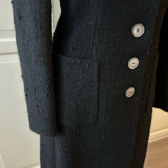 Banana Republic Black Wool Tweed Long Jacket & Skirt 2-Piece Suit Size 4 - Picture 5 of 13